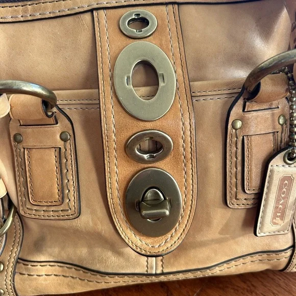 Coach Legacy Lily 65th Anniversary Camel Satchel with Brass Accents - Picture 3 of 11